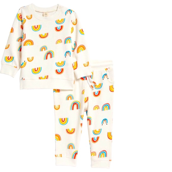🌈NWT Tucker + Tate 6M rainbow and lined jogger sweat suit set🌈 - Picture 2 of 5